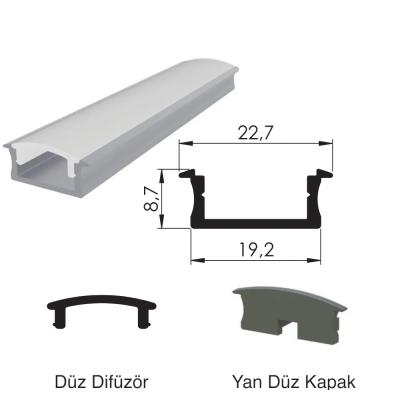 300 Cm Alüminyüm Barled (Çubuk) Boş Kasa Profili Sıva Altı