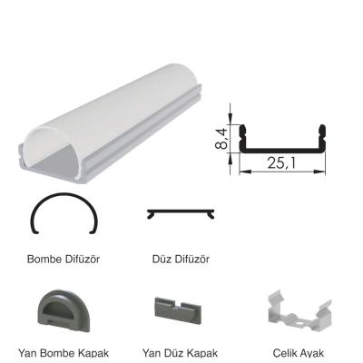 300 Cm Alüminyüm Barled (Çubuk) Boş Kasa Profili Sıva Üstü