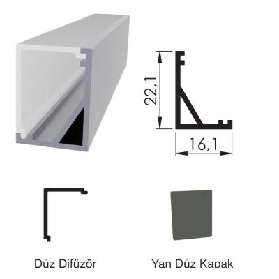 300 Cm Alüminyüm Led Boş Kasa Köşe Profil