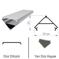 300 Cm Alüminyüm Led Boş Kasa Üçgen Köşe Profil