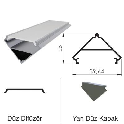 300 Cm Alüminyüm Led Boş Kasa Üçgen Köşe Profil