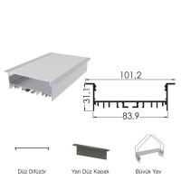 300 Cm Alüminyüm Sıva Altı Led Linear Boş Kasa Profil