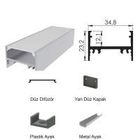 300 Cm Alüminyüm Sıva Üstü Led Linear Boş Kasa Profil