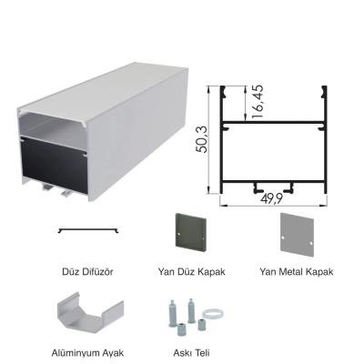 300 Cm Alüminyüm Sıva Üstü Led Linear Boş Kasa Profil