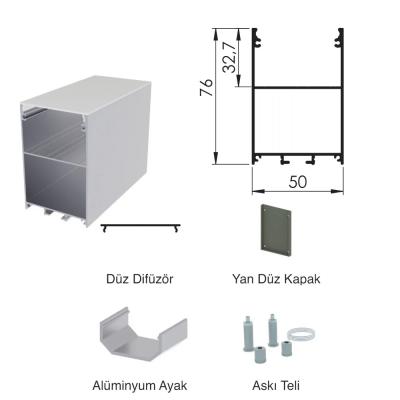 300 Cm Alüminyüm Sıva Üstü Led Linear Boş Kasa Profil