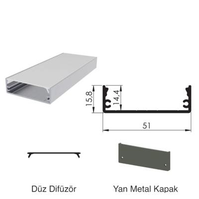 300 Cm Alüminyüm Sıva Üstü Led Linear Boş Kasa Profil