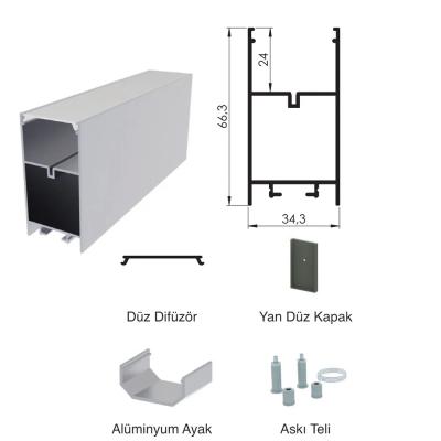 300 Cm Alüminyüm Sıva Üstü Led Linear Boş Kasa Profil