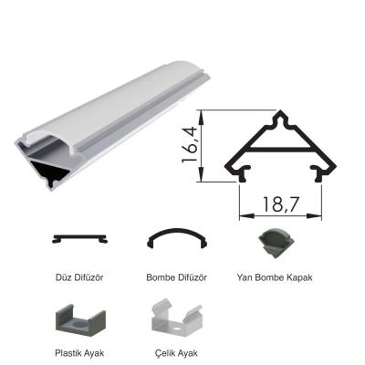300 Cm Alüminyüm Üçgen Köşe Boş Kasa Profili 