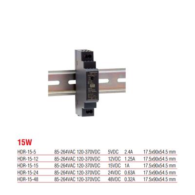 HDR-15-48 Meanwell 15 Watt 48 Vdc 0.32 Amper Plastik Kasa Ray Tipi Güç Kaynağı