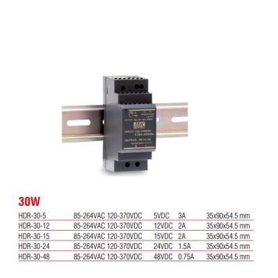 HDR-30-12 Meanwell 30 Watt 12 Vdc 2 Amper Plastik Kasa Ray Tipi Güç Kaynağı