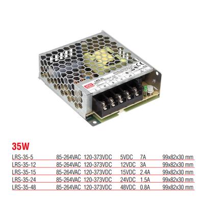 LRS-35-24 Yüksek Verimli Kapalı Tip 35 Watt 24 Vdc 1.5 Amper Güç Kaynağı
