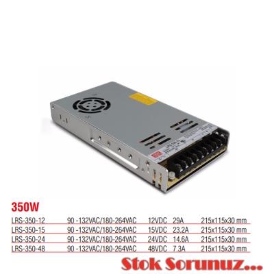 LRS-350-24 Yüksek Verimli Kapalı Tip 350 Watt 24 Vdc 14.6 Amper Güç Kaynağı