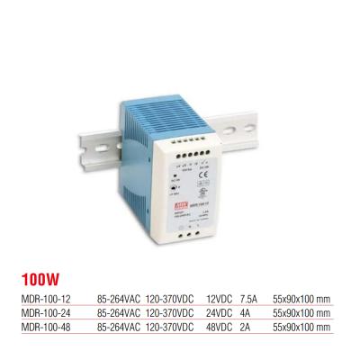 MDR-100-24 Meanwell 100 Watt 24  Vdc 4 Amper Plastik Kasa Ray Tipi Güç Kaynağı