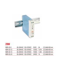 MDR-20-12  Meanwell 20 Watt 12 Vdc 1.67 Amper Plastik Kasa Ray Tipi Güç Kaynağı