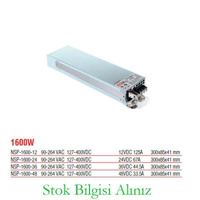 Meanwell NSP-1600-24 Yüksek Verimli 1600 Watt Paralellenebilir 24 Vdc 67 Amper Standart Güç Kaynağı