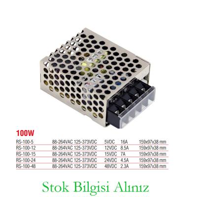 Meanwell RS-100-48 Yüksek Verimli 100 Watt 48 Vdc 2.3 Amper Standart Güç Kaynağı