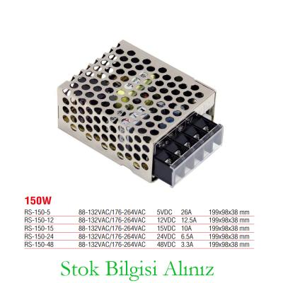 Meanwell RS-150-48 Yüksek Verimli 150 Watt 48 Vdc 3.3 Amper Standart Güç Kaynağı