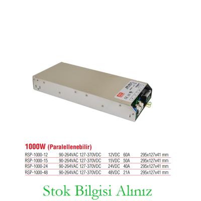 Meanwell RSP-1000-15 Yüksek Verimli 1000 Watt Paralellenebilir 15 Vdc 50 Amper Standart Güç Kaynağı