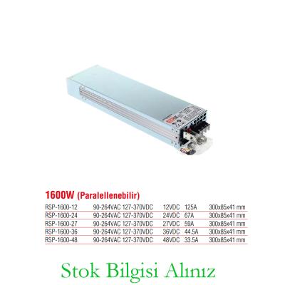 Meanwell RSP-1600-24 Yüksek Verimli 1600 Watt Paralellenebilir 24 Vdc 67 Amper Standart Güç Kaynağı
