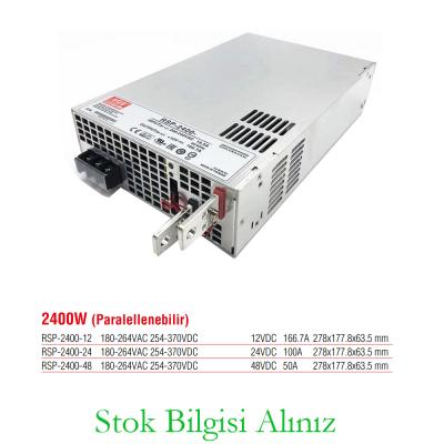 Meanwell RSP-2400-48 Yüksek Verimli 2400 Watt Paralellenebilir 48 Vdc 50 Amper Standart Güç Kaynağı