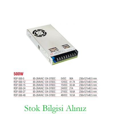 Meanwell RSP-500-12 Yüksek Verimli 500 Watt 12 Vdc 41.7 Amper Standart Güç Kaynağı