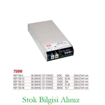 Meanwell RSP-750-12 Yüksek Verimli 750 Watt 12 Vdc 62.5 Amper Standart Güç Kaynağı