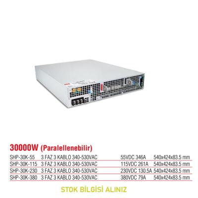Meanwell SHP-30K-380 Yüksek Verimli 30000 Watt Trifaze Paralellenebilir 380 Vdc 79 Amper Standart Güç Kaynağı